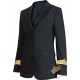 Veste femme Noire galonnée esprit tailleur, 3 boutons, bas rond, galons de manche