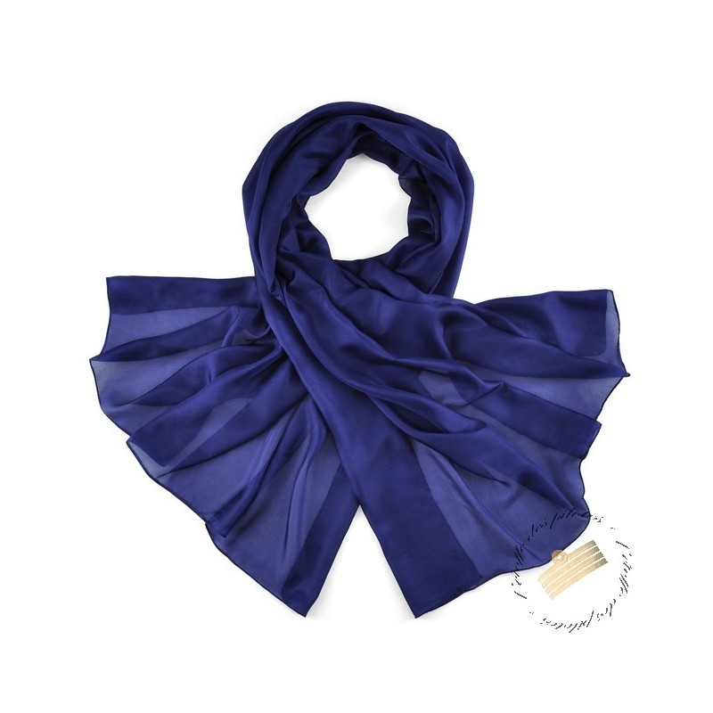 Foulard homme-soie-bleu marine motifs jaune et bleu Reference : 7257